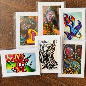 (6) Abstract Art - photo prints Omid Bossi's art - 5x7 blank cards & envelope